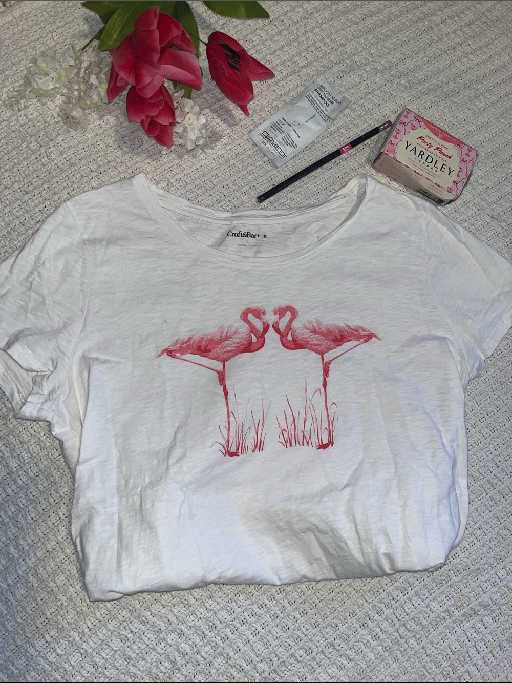Fun pink bundle Croft &barrow White Short-Sleeve Tee w/Pink Flamingo Print bundl